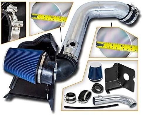 Cold Air Intake System with Heat Shield Kit + Filter Combo BLUE Compatible For 04-05 GMC Sierra/Chevy Silverado 2500HD/3500 V8 6.6L Duramax Fit for LLY Engine only in Saudi Arabia