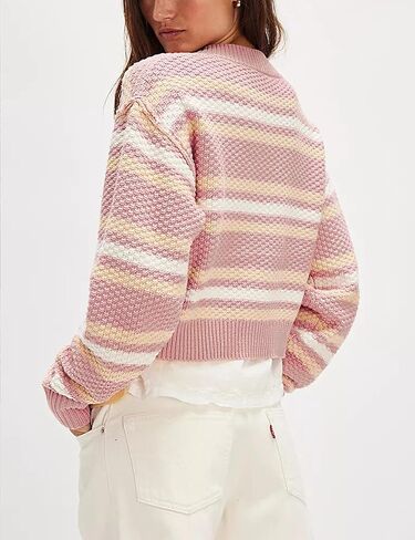 Zontroldy Womens 2024 Fall Casual Cropped Cardigan Button Front Solid Color Long Sleeve Tops Sweaters in Kuwait