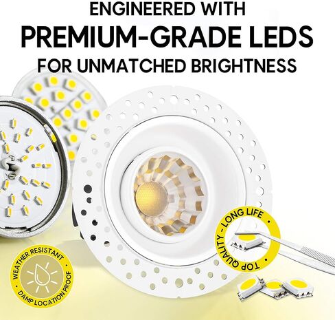 وحدة إضاءة سبوت مربعة بدون إطار مقاس 3 بوصات، تشطيب أبيض، تركيبات إضاءة LED غائرة قابلة للتعتيم 8 وات = 65 وات، 600 لومن، CRI 90+، تصنيف IC، 5CCT قابل للتحديد 2700K|3000K|3500K|4100K|5000K in Kuwait