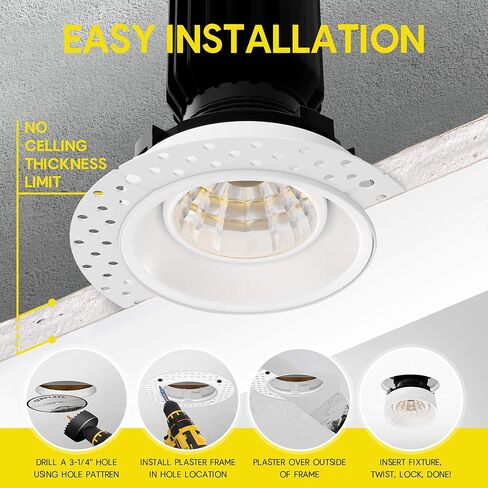 وحدة إضاءة سبوت مربعة بدون إطار مقاس 3 بوصات، تشطيب أبيض، تركيبات إضاءة LED غائرة قابلة للتعتيم 8 وات = 65 وات، 600 لومن، CRI 90+، تصنيف IC، 5CCT قابل للتحديد 2700K|3000K|3500K|4100K|5000K in Kuwait