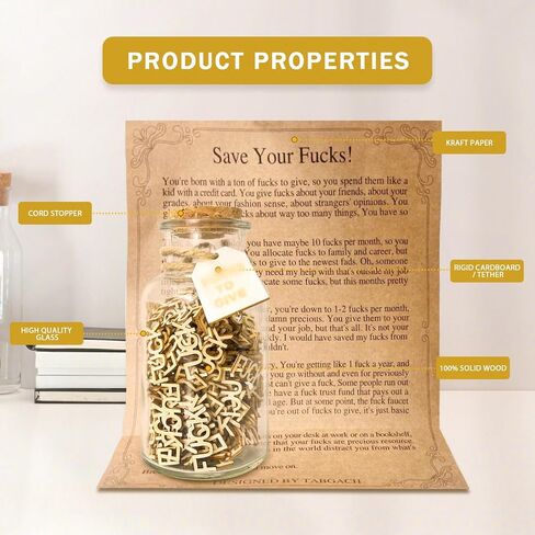 F u cks to Gift Jar 9 OZ,200PCS Wooden Cutout Letter Gag Fu c k Jar Funny Gifts for Women Men Birthday Day,Holiday,Valentines Day,Fathers Day,Thanksgiving,Christmas,Friend in Kuwait