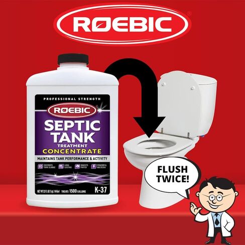 Roebic K-37-Q-C1500-4 Septic Tank Treatment: 32 oz, 16 oz Concentrate, Safe for All Plumbing Systems, Colorless Formula in Kuwait