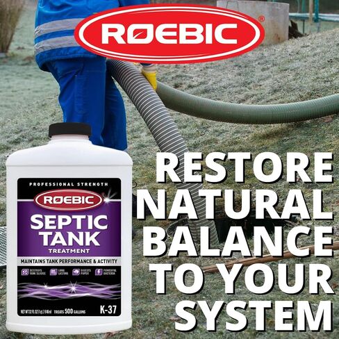 Roebic K-37-Q-C1500-4 Septic Tank Treatment: 32 oz, 16 oz Concentrate, Safe for All Plumbing Systems, Colorless Formula in Kuwait