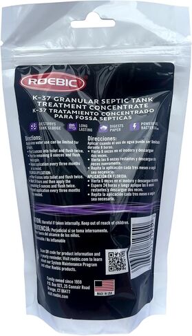 Roebic K-37-Q-C1500-4 Septic Tank Treatment: 32 oz, 16 oz Concentrate, Safe for All Plumbing Systems, Colorless Formula in Kuwait