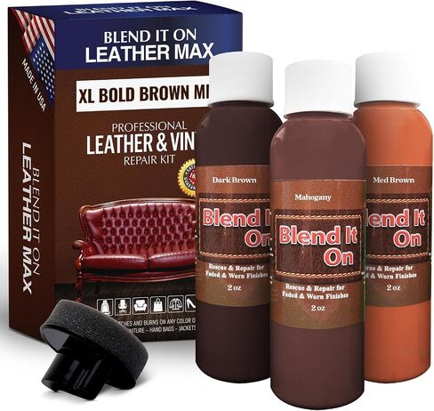 Blend It On Extra Large Leather Repair Kit, 6 Full Ounces for Furniture, Jacket, Sofa, Car Seat, Boots, Easy Instructions to Match Colors, Restore Any Material No Mixing Chart Needed (Dark Browns) in Saudi Arabia