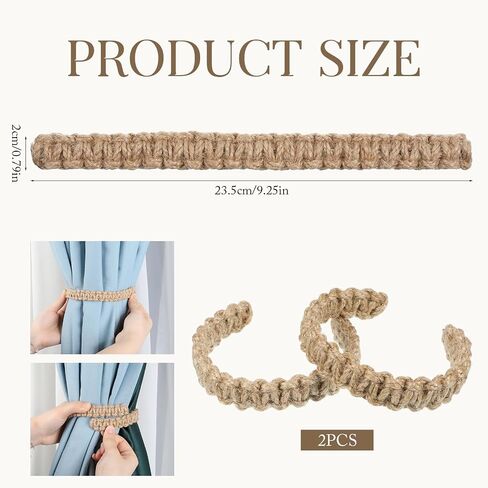 2 PCS Boho مضفر الستائر لربطات الستائر ، والستائر الريفية Holdbacks مرنة الحبل tiebacks مزرعة الخيش الستائر المصنوعة يدويا العلاقات للمنزل في الهواء الطلق غرفة نوم الستائر خفيفة الوزن in Saudi Arabia