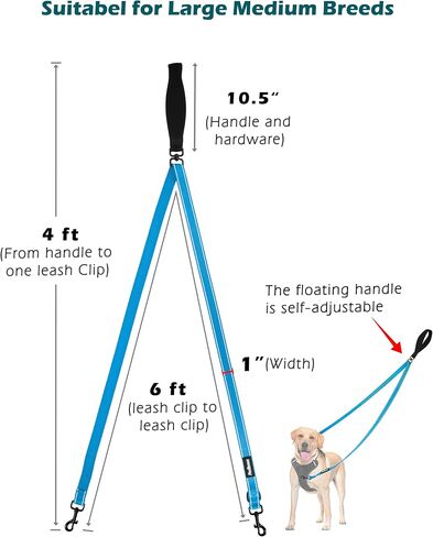 PetBonus Two Point Control Dog Leash, Works with No Pull Harnesses, No Tangle Dog Training Leashes, No Pull Padded and Reflective Walking Lead, Converts to Single Leash for Medium Large Dogs in Saudi Arabia
