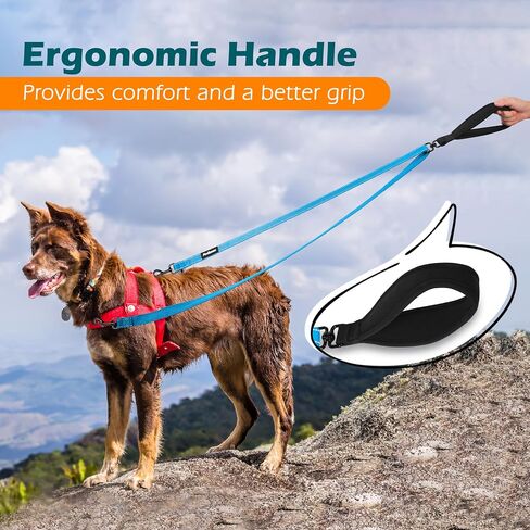PetBonus Two Point Control Dog Leash, Works with No Pull Harnesses, No Tangle Dog Training Leashes, No Pull Padded and Reflective Walking Lead, Converts to Single Leash for Medium Large Dogs in Saudi Arabia