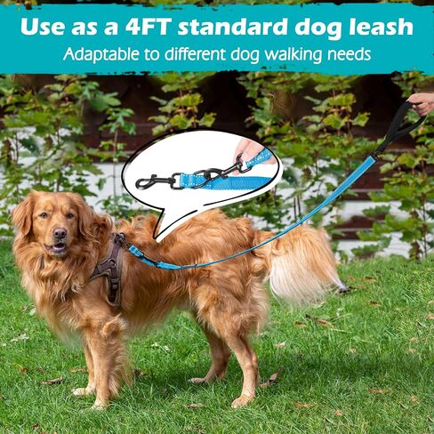 PetBonus Two Point Control Dog Leash, Works with No Pull Harnesses, No Tangle Dog Training Leashes, No Pull Padded and Reflective Walking Lead, Converts to Single Leash for Medium Large Dogs in Saudi Arabia