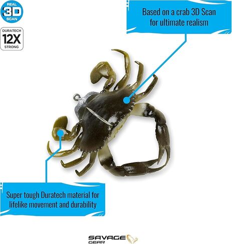 طعم صيد السلطعون ثلاثي الأبعاد من Savage Gear TPE، 1/4 أونصة، سرطان البحر الأزرق، تركيبة متينة من TPE، غرق سريع، حركة ارتداد نابضة بالحياة in Saudi Arabia