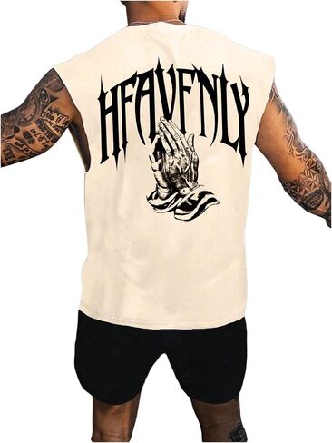 Gorglitter Men's Graphic Y2K Tank Top Gym تمارين تمارين غير رسمي بلا أكمام قميص عضلي رياضي كبير الحجم in Saudi Arabia