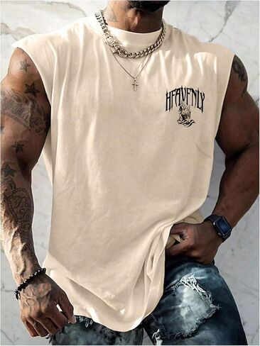 Gorglitter Men's Graphic Y2K Tank Top Gym تمارين تمارين غير رسمي بلا أكمام قميص عضلي رياضي كبير الحجم in Saudi Arabia