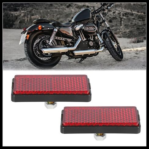 Pair M6x1.0 Red Rectangle Universal Screw Mount Reflective Warning Reflector for Motorcycle Bike 56mm Length Replacement Durable Material in Saudi Arabia