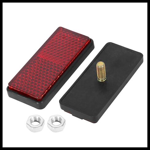 Pair M6x1.0 Red Rectangle Universal Screw Mount Reflective Warning Reflector for Motorcycle Bike 56mm Length Replacement Durable Material in Saudi Arabia