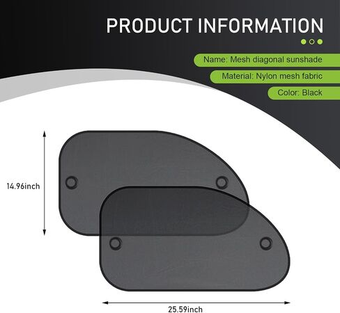 2 PCS Car Side Window Sun Shade, 25" x 15" Breathable Mesh Window Covers, Universal for Most Cars (Black) in Saudi Arabia