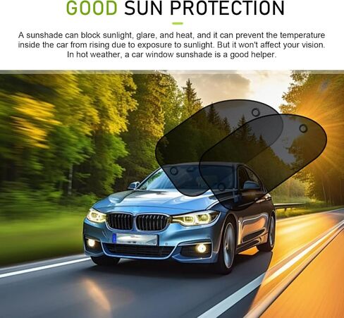2 PCS Car Side Window Sun Shade, 25" x 15" Breathable Mesh Window Covers, Universal for Most Cars (Black) in Saudi Arabia