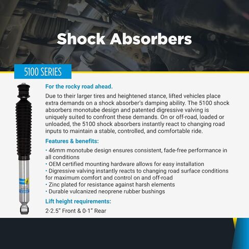 Bilstein Set of Front and Rear 5100 Series Suspension Absorbing Shocks fits 2001-2010 Silverado/Sierra 2500 HD with 2-2.5" Front Lift and 0-1" Rear Lift | Includes TrendsAuto Decal in Saudi Arabia