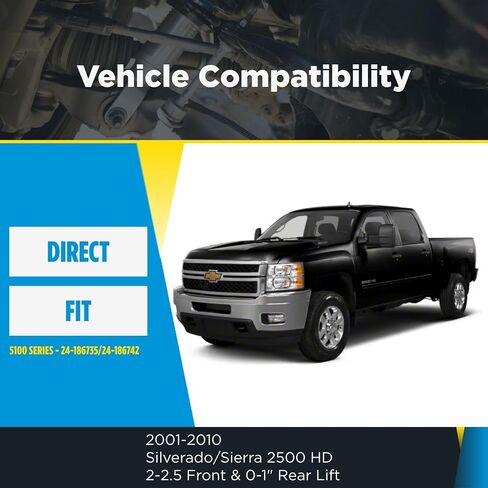 Bilstein Set of Front and Rear 5100 Series Suspension Absorbing Shocks fits 2001-2010 Silverado/Sierra 2500 HD with 2-2.5" Front Lift and 0-1" Rear Lift | Includes TrendsAuto Decal in Saudi Arabia