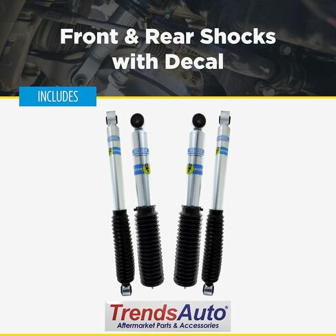 Bilstein Set of Front and Rear 5100 Series Suspension Absorbing Shocks fits 2001-2010 Silverado/Sierra 2500 HD with 2-2.5" Front Lift and 0-1" Rear Lift | Includes TrendsAuto Decal in Saudi Arabia
