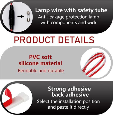أضواء السيارة LED LED ، 70 بوصة 12 فولت ، قم بفحص الفجوة الزخرفية الفجوة المزينة ببرودة ، من خلال أضواء الجري أثناء النهار ، تركيبات متزايدة مخفية ، ملاءمة عالمية لمعظم السيارات (بيضاء) in Saudi Arabia