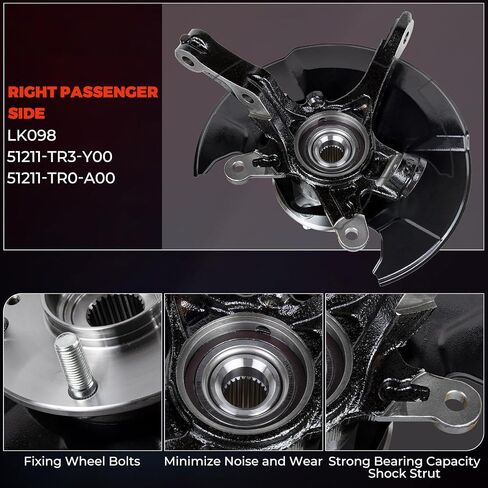 LK098 Front Steering Knuckle Wheel Bearing Hub Assembly Compatible with 2012 2013 2014 2015 2016 Honda Civic 1.8L Replace for 51211-TR3-Y00 51211-TR0-A00, Right Passenger Side in Saudi Arabia