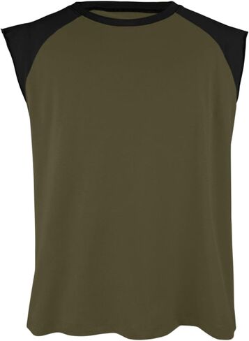 Limerose Men's Cutoff Baseball Tank Tops Casual Raglan Sleeves Tees Crew Neck Color Block Shirts in Saudi Arabia
