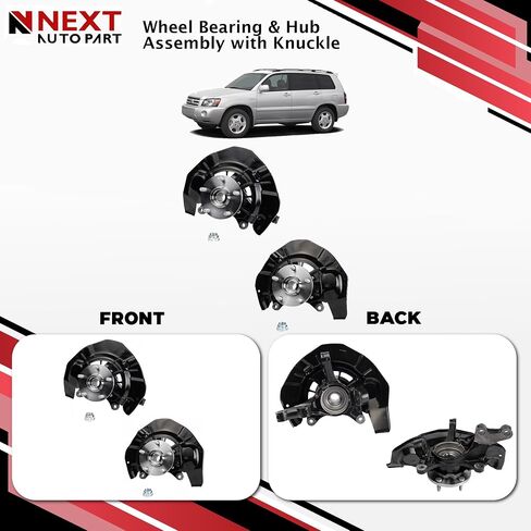 New Front Driver & Passenger Side 2 Piece Steering Knuckle Assembly Set Compatible with Toyota Highlander Compatible with Lexus RX400h 2004-09, Replacement for BHA34227 in Saudi Arabia