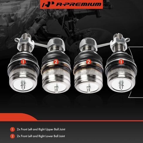 مجموعة A-premium من 4 ، مجموعة مفاصل الكرة العلوية والسفلية الأمامية ، متوافقة مع Ford F-350 1992-1997 ، F-250 F-450 F-550 Super Duty ، Sube & Dodge RAM 2500 3500 ، B1500 in Kuwait