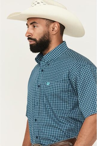 Cinch Men's Geo Print Short Sleeve Button-Down Western Shirt - MTW1111478 X- in Saudi Arabia