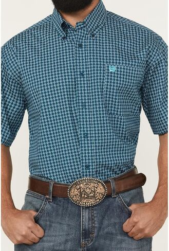 Cinch Men's Geo Print Short Sleeve Button-Down Western Shirt - MTW1111478 X- in Saudi Arabia