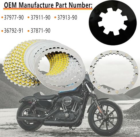 Clutch Kit for Harley Davidson-Plates Friction Steel & Spring Plate & Diaphram for Iron 883 1200 Roadster Sportster 883 1200 Forty Eight 2010-2021 OEM# 37977-90 37911-90 in Saudi Arabia