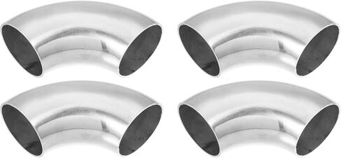 uxcell 4pcs OD 1.75 Inch 90 Degree SS304 Stainless Steel Bend Tube Exhaust Elbow Pipe for Car Modified Exhaust System 0.06" Wall Thickness Piping Silver Tone in Saudi Arabia