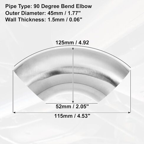 uxcell 4pcs OD 1.75 Inch 90 Degree SS304 Stainless Steel Bend Tube Exhaust Elbow Pipe for Car Modified Exhaust System 0.06" Wall Thickness Piping Silver Tone in Saudi Arabia