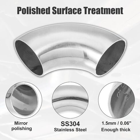 uxcell 4pcs OD 1.75 Inch 90 Degree SS304 Stainless Steel Bend Tube Exhaust Elbow Pipe for Car Modified Exhaust System 0.06" Wall Thickness Piping Silver Tone in Saudi Arabia