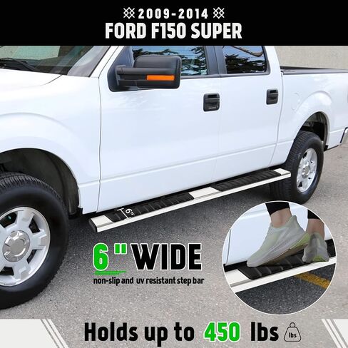 PZ 6" Running Boards for 2009-2014 Ford F150 Super Crew Cab Mirror Stainless Steel Side Step Nerf Bar in Saudi Arabia