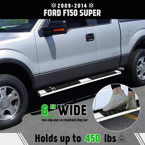 PZ 6 "لوحات تشغيل لعام 2009-2014 Ford F150 Super Crew Cab Mirror Sevel Steeld Step Step Nerf Bar in Saudi Arabia