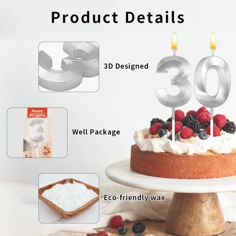 30th Birthday Candles Black Birthday Candles 30th Birthday Cake Topper Happy 30 Birthday Decorations Black Candles for Cake Dirty 30 Birthday Decorations for Her 30 Birthday Party Favors in Kuwait