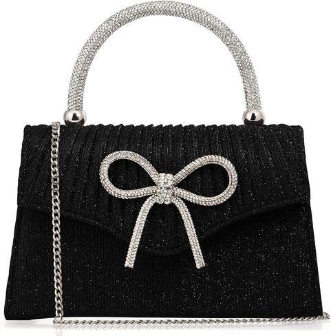Sparkling Evening Clutch Purse for Women,Rhinestone Bow Top Handle Party Handbag,Wedding Prom Formal bag in Kuwait