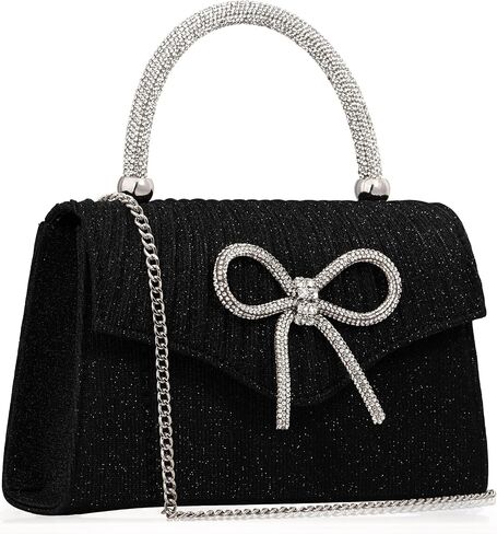 Sparkling Evening Clutch Purse for Women,Rhinestone Bow Top Handle Party Handbag,Wedding Prom Formal bag in Kuwait