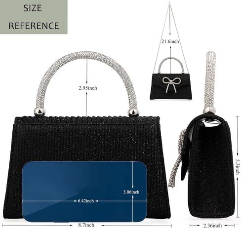 Sparkling Evening Clutch Purse for Women,Rhinestone Bow Top Handle Party Handbag,Wedding Prom Formal bag in Kuwait