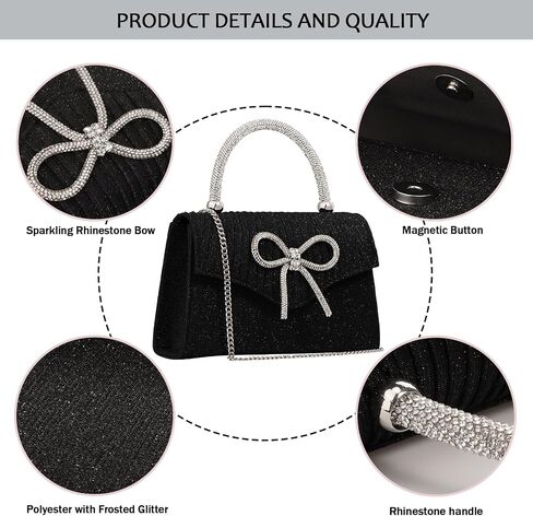 Sparkling Evening Clutch Purse for Women,Rhinestone Bow Top Handle Party Handbag,Wedding Prom Formal bag in Kuwait