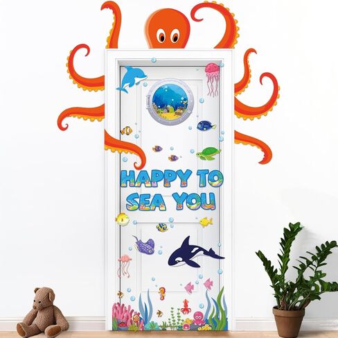 Ocean Octopus Classroom Door Bulletin Decortations Bood to School تحت Sea Decor Decor Decor Decor Decor in Kuwait