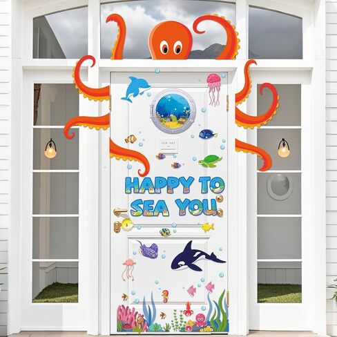 Ocean Octopus Classroom Door Bulletin Decortations Bood to School تحت Sea Decor Decor Decor Decor Decor in Kuwait