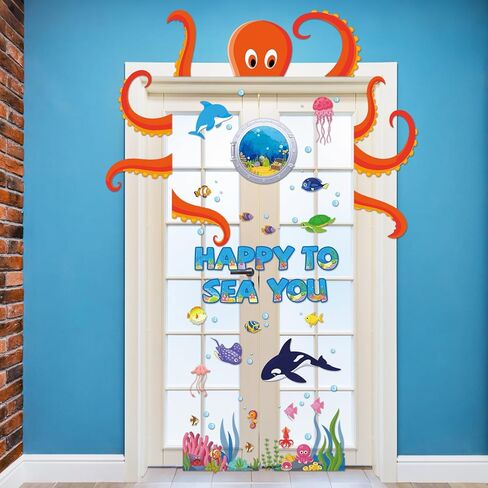 Ocean Octopus Classroom Door Bulletin Decortations Bood to School تحت Sea Decor Decor Decor Decor Decor in Kuwait