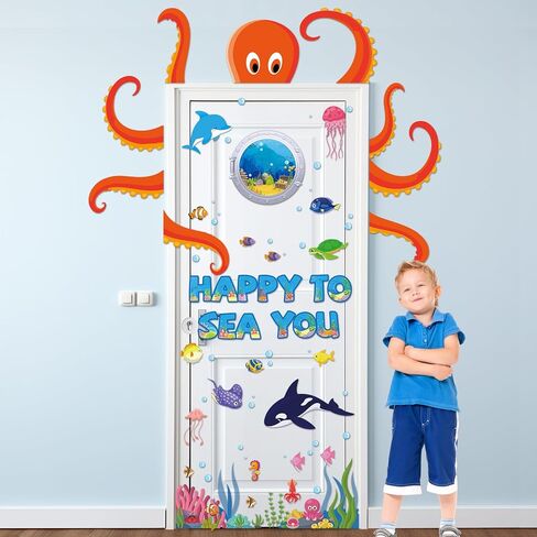 Ocean Octopus Classroom Door Bulletin Decortations Bood to School تحت Sea Decor Decor Decor Decor Decor in Kuwait