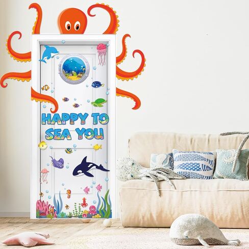 Ocean Octopus Classroom Door Bulletin Decortations Bood to School تحت Sea Decor Decor Decor Decor Decor in Kuwait