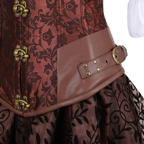 Grebrafan Steampunk Corsets Bustiers Skirt Blouse Set 3 piece Waist Cincher Corset Outfits for Women in Saudi Arabia