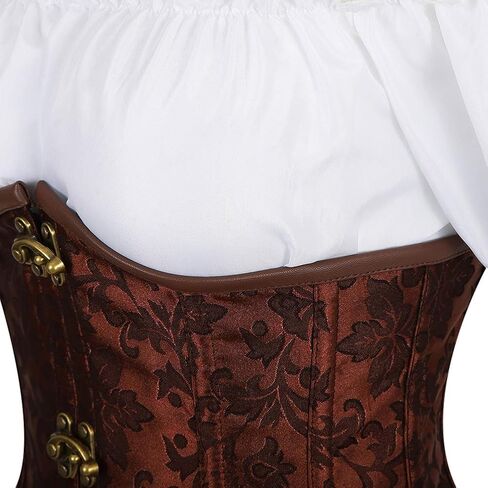 Grebrafan Steampunk Corsets Bustiers Skirt Blouse Set 3 piece Waist Cincher Corset Outfits for Women in Saudi Arabia