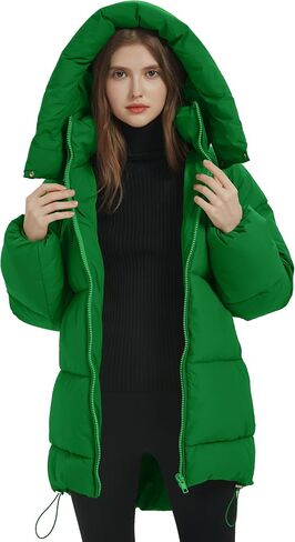 Kissonic Women's Warm Winter Coat Hooded Puffer Jacket Full Zip Long Puffer Coat with Pockets in Saudi Arabia