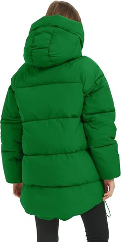 Kissonic Women's Warm Winter Coat Hooded Puffer Jacket Full Zip Long Puffer Coat with Pockets in Saudi Arabia